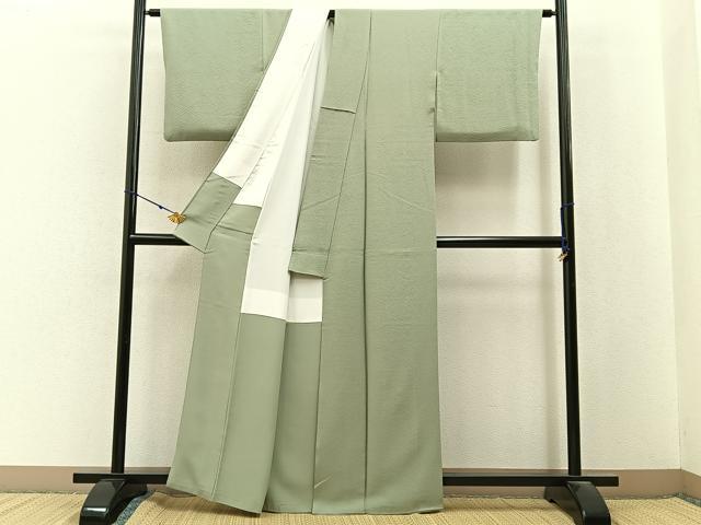 平和屋着物●上質な色無地 作家物 幻の染 岩石染 柳茶色 正絹 逸品 BAAX6792hj