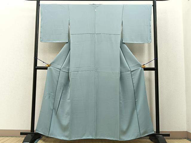 平和屋着物■豪華色留袖 色無地 蓮地紋 千草鼠色 正絹 逸品 未使用 BAAX6793hj