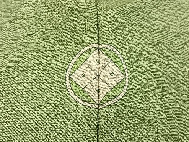平和屋着物●上質な色無地 草花地紋 裏葉柳色 正絹 逸品 BAAX6796hj
