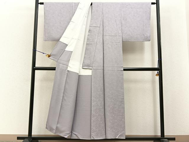 平和屋着物■上質な色無地 菊地紋 白藤色 正絹 逸品 BAAX6798hj
