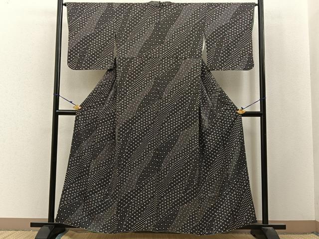 平和屋着物■上質な小紋 有職文様 黒地 正絹 逸品 BAAX6799hj