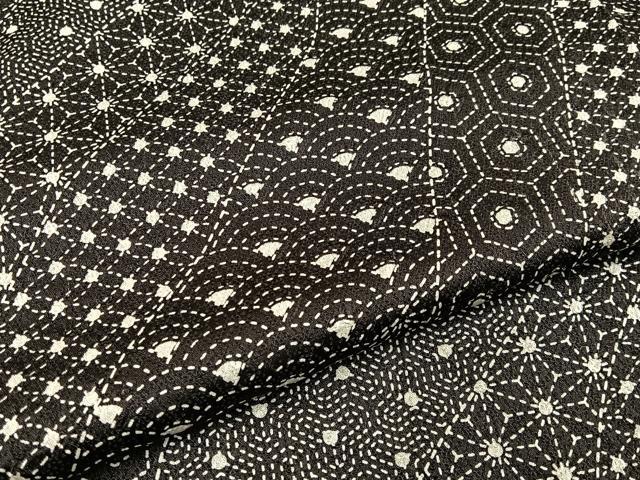 平和屋着物■上質な小紋 有職文様 黒地 正絹 逸品 BAAX6799hj