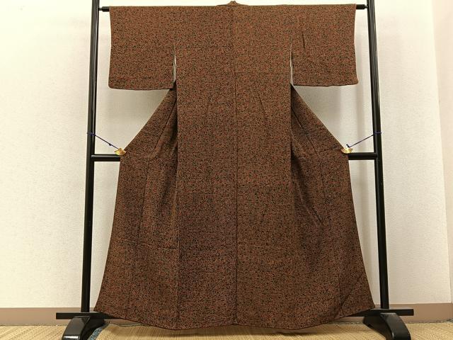 平和屋着物■上質な小紋 草花尽くし 鬼しぼ縮緬 正絹 逸品 BAAX6803hj