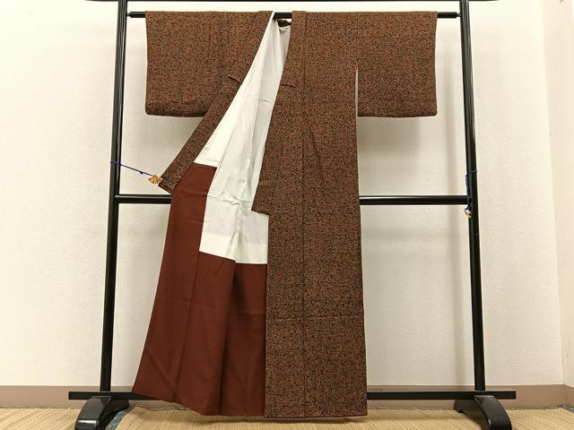 平和屋着物■上質な小紋 草花尽くし 鬼しぼ縮緬 正絹 逸品 BAAX6803hj