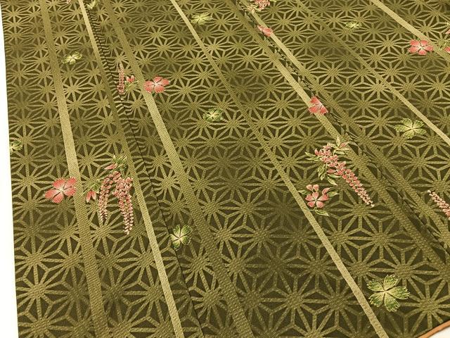 平和屋着物■小紋 桜に藤 麻の葉文様 洗える着物 BAAX6805hj