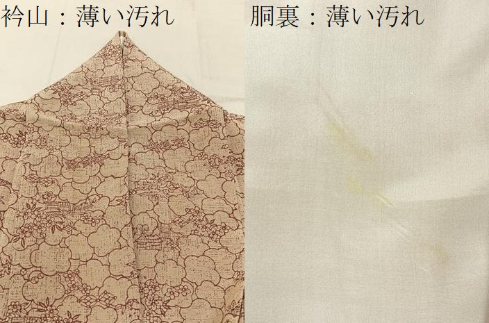 平和屋着物■上質な小紋 型染め 風景花文 正絹 逸品 BAAX6806hj