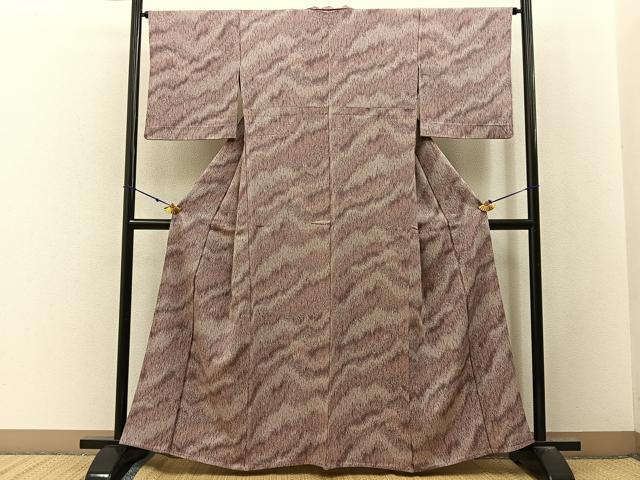平和屋着物▽上質な小紋 単衣 霞文 正絹 逸品 BAAX6810hj