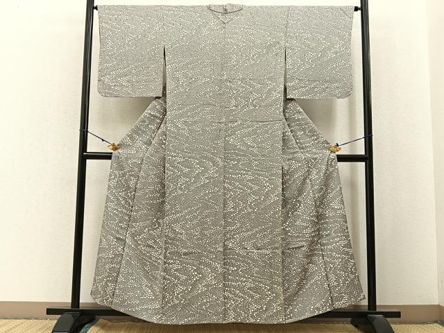 平和屋着物▽上質な小紋 単衣 石畳文 正絹 逸品 BAAX6813hj