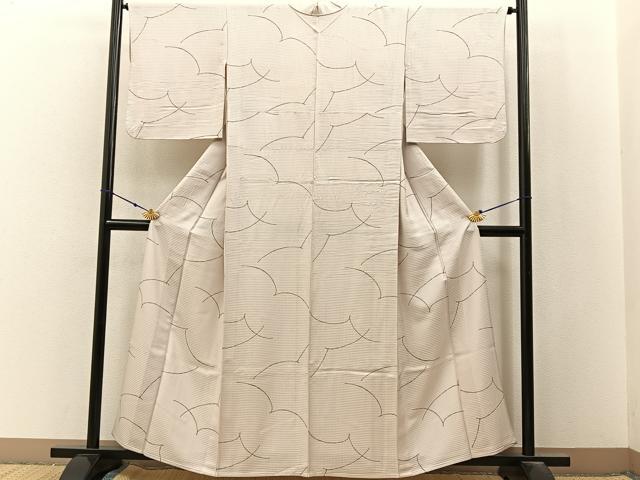 平和屋着物▽上質な小紋 単衣 抽象文様 正絹 逸品 BAAX6814hj