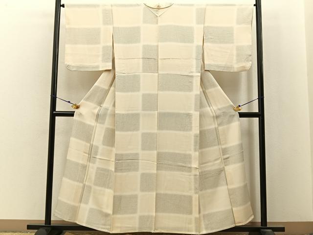 平和屋着物▽上質な小紋 単衣 横段文 正絹 逸品 BAAX6816hj