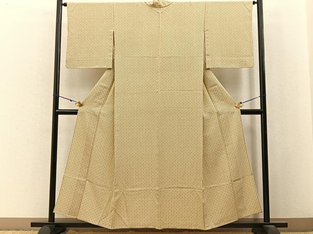平和屋着物▽上質な小紋 単衣 幾何学文様 正絹 逸品 BAAX6817hj