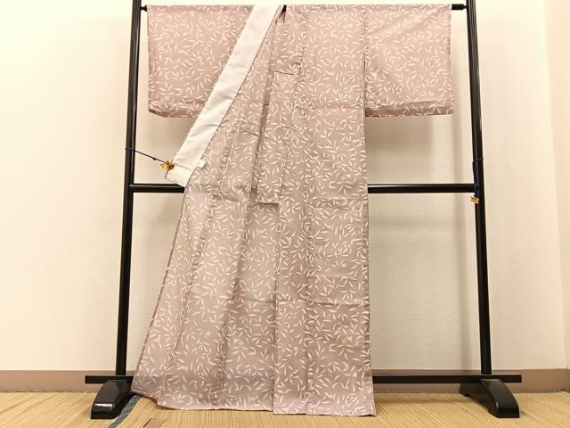 平和屋着物*夏物 小紋 絽 楓草葉文 洗える着物 BAAX6831hj