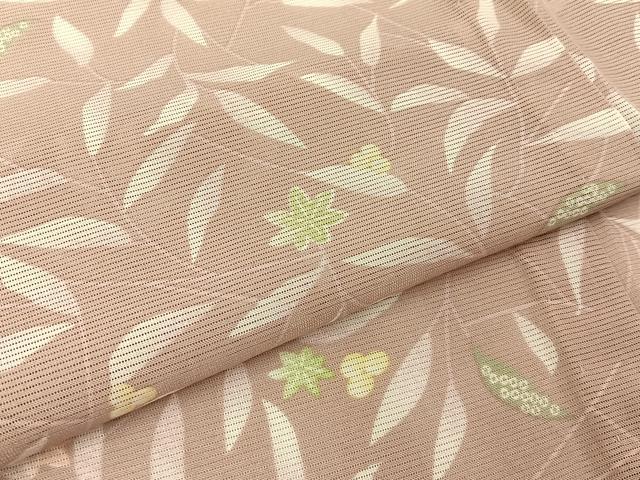 平和屋着物*夏物 小紋 絽 楓草葉文 洗える着物 BAAX6831hj