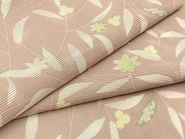平和屋着物*夏物 小紋 絽 楓草葉文 洗える着物 BAAX6831hj