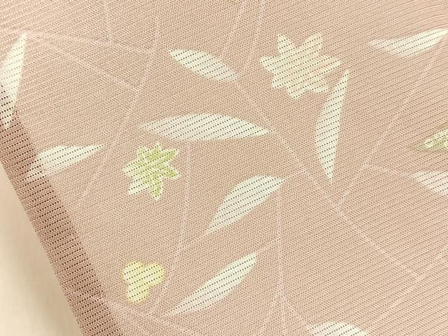 平和屋着物*夏物 小紋 絽 楓草葉文 洗える着物 BAAX6831hj