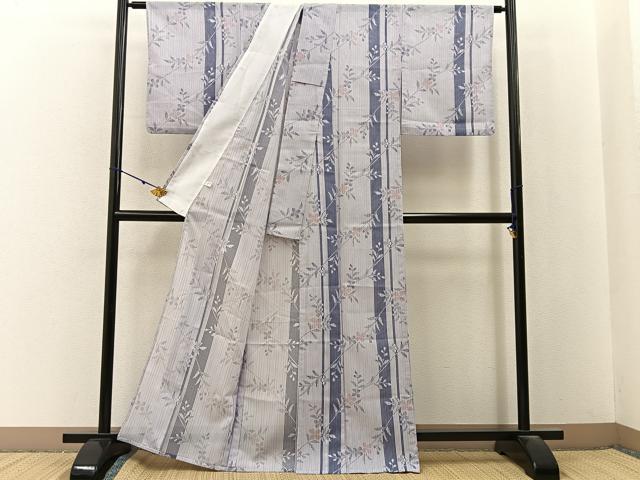 平和屋着物*夏物 小紋 絽 草花間道 洗える着物 BAAX6832hj