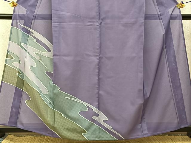 平和屋着物*夏物 訪問着 絽 鹿の子霞文 金彩 洗える着物 BAAX6834hj
