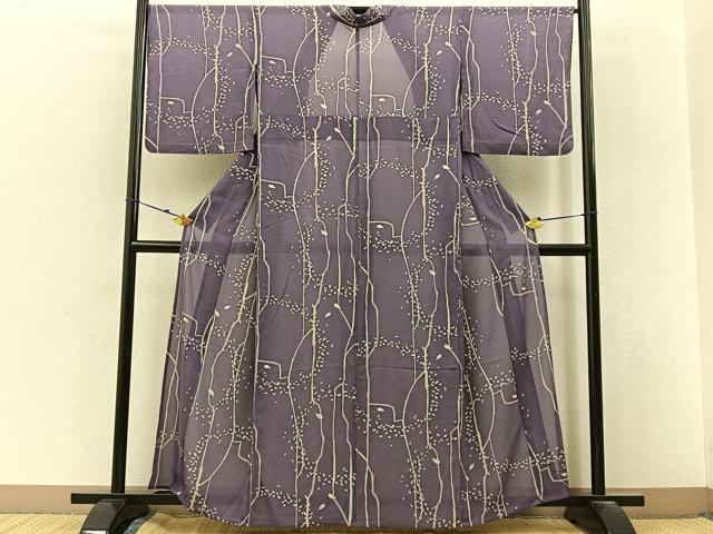 平和屋着物*夏物 小紋 紗 舞桜 花弁 洗える着物 BAAX6836hj