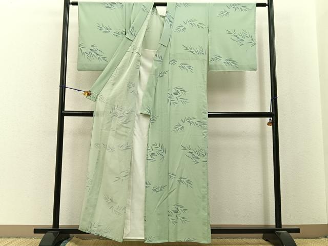 平和屋着物*夏物 小紋 絽縮緬 枝垂れ柳 洗える着物 BAAX6839hj
