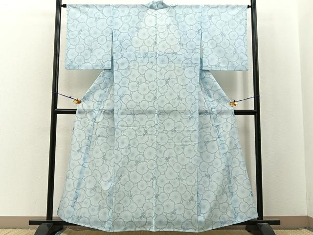 平和屋着物*夏物 小紋 紗 万寿菊 洗える着物 BAAX6840hj