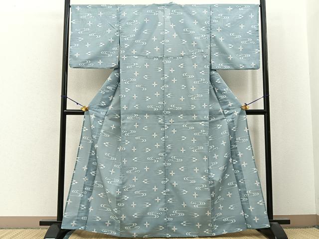 平和屋着物*夏物 小紋 絽 琉球絣文様 洗える着物 BAAX6852hj