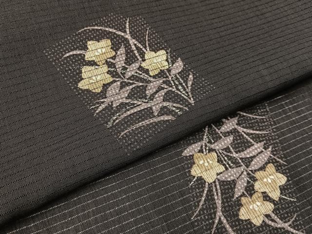 平和屋着物*夏物 小紋 絽 色紙花蝶文 洗える着物 BAAX6869hj
