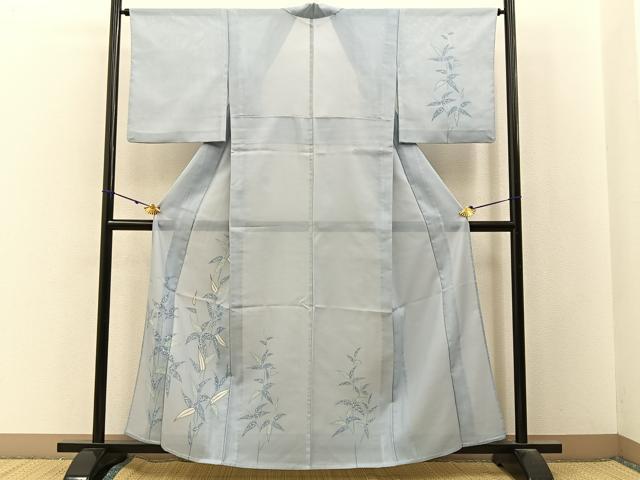 平和屋着物*夏物 訪問着 絽 草葉文 金彩 洗える着物 BAAX6872hj