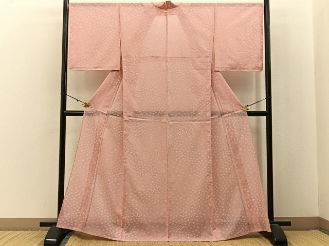 平和屋着物*夏物 小紋 絽 舞花文 洗える着物 BAAX6875hj