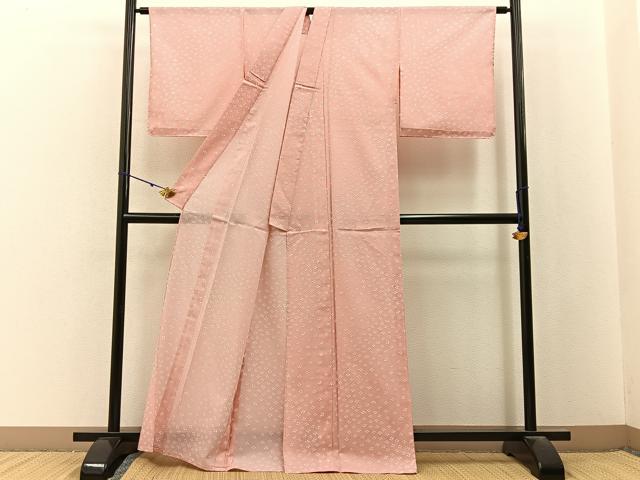 平和屋着物*夏物 小紋 絽 舞花文 洗える着物 BAAX6875hj