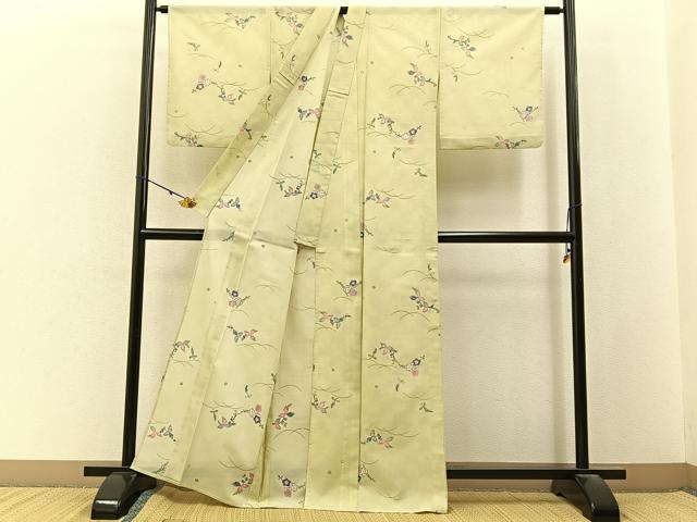 平和屋着物*夏物 小紋 絽 吹き寄せ文 洗える着物 BAAX6876hj