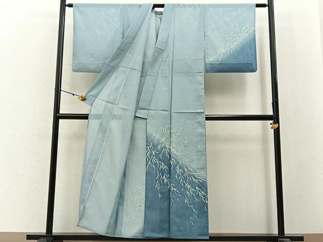 平和屋着物*夏物 訪問着 絽 枝垂れ柳 暈し染め 銀彩 洗える着物 BAAX6878hj