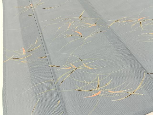 平和屋着物*夏物 小紋 絽 草葉文 洗える着物 BAAX6879hj