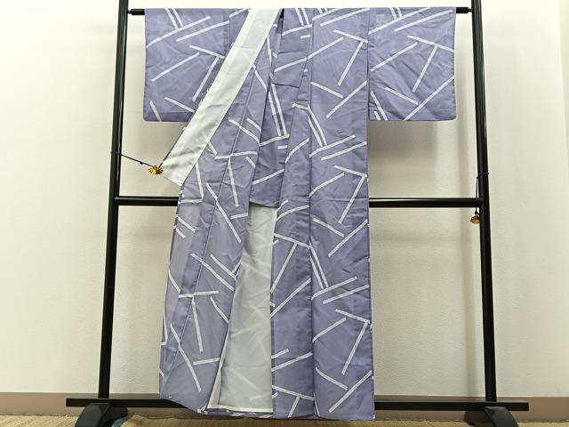 平和屋着物*夏物 小紋 絽 幾何学文様 洗える着物 BAAX6882hj