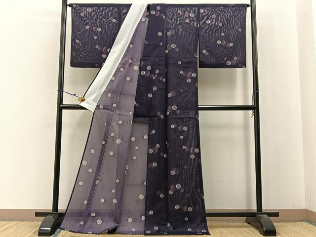 平和屋着物*夏物 小紋 絽 丸 洗える着物 BAAX6895hj