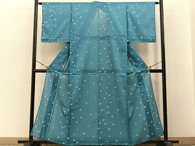 平和屋着物*夏物 小紋 絽 三つ葉 洗える着物 未使用 BAAX6900hj