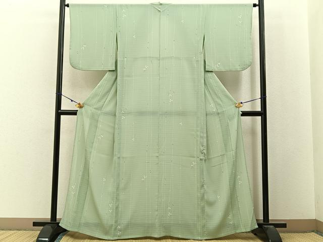 平和屋着物*夏物 小紋 絽縮緬 萩 洗える着物 BAAX6901hj