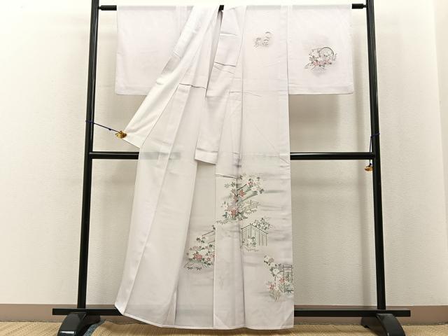 平和屋着物*夏物 訪問着 絽 風景草花文 暈し染め 洗える着物 BAAX6902hj