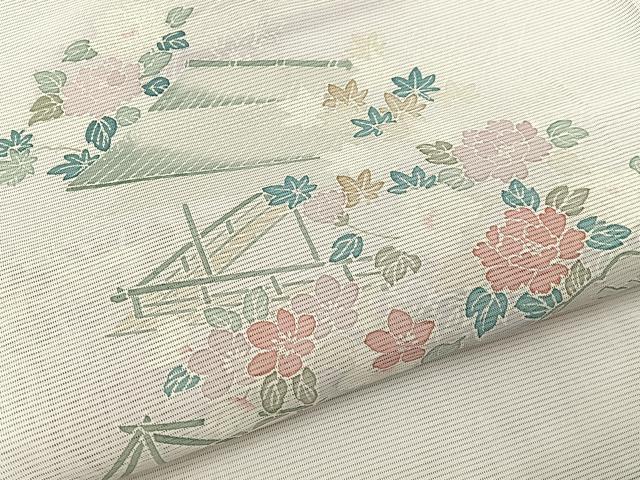平和屋着物*夏物 訪問着 絽 風景草花文 暈し染め 洗える着物 BAAX6902hj