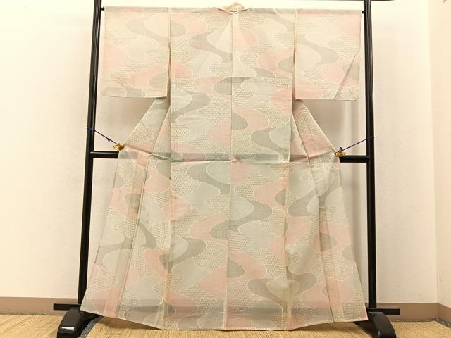 平和屋着物*夏物 紗紬 流水文 正絹 逸品 BAAX6907hj