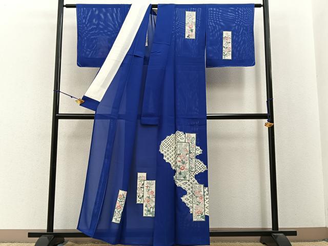 平和屋着物*夏物 訪問着 絽 短冊有職花文 正絹 逸品 未使用 BAAX6909hj