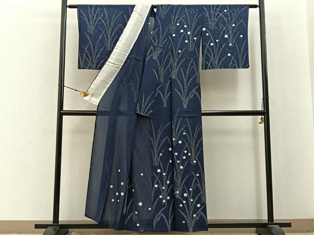平和屋着物*夏物 訪問着 絽 絞り 草葉文 正絹 逸品 BAAX6915hj