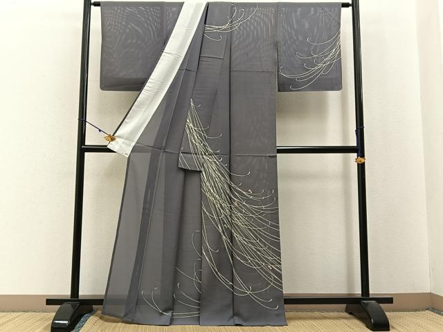 平和屋着物*夏物 訪問着 絽 刺繍 舞蝶文 正絹 逸品 BAAX6917hj