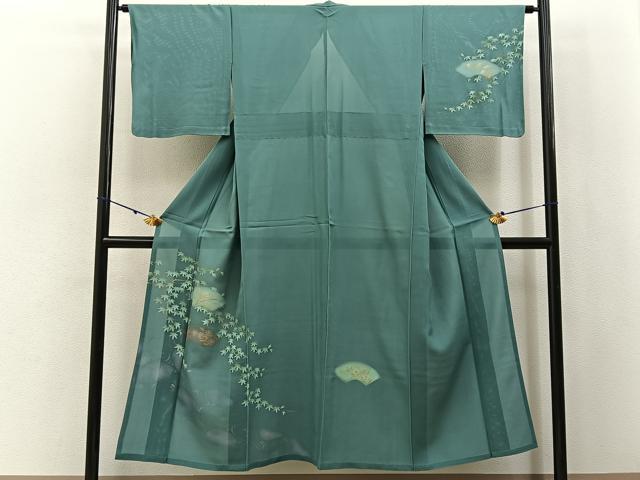 平和屋着物*夏物 訪問着 絽 地紙流水花文 金彩 正絹 逸品 BAAX6919hj