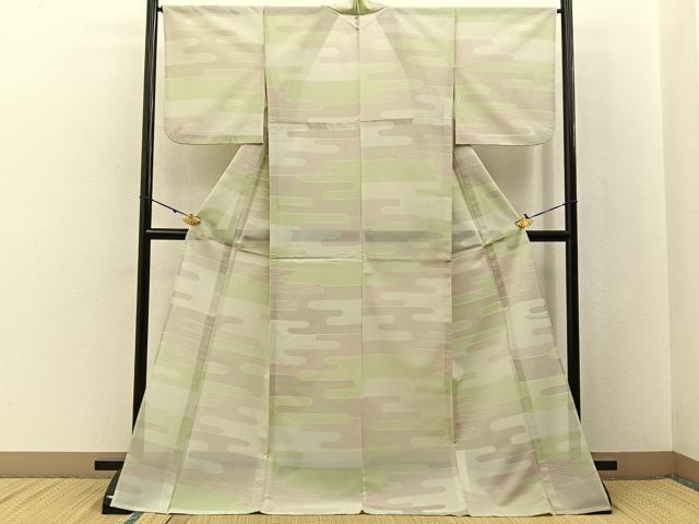 平和屋着物*夏物 小紋 絽 エ霞有職文 ロング丈 正絹 逸品 BAAX6926hj
