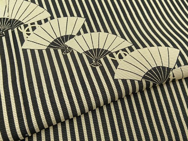 平和屋着物*夏物 訪問着 絽 扇面文 黒地 正絹 逸品 BAAX6929hj
