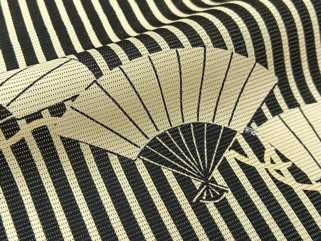 平和屋着物*夏物 訪問着 絽 扇面文 黒地 正絹 逸品 BAAX6929hj