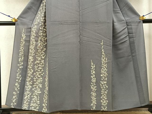 平和屋着物*夏物 訪問着 絽 刺繍 蜻蛉に萩 銀彩 正絹 逸品 BAAX6933hj