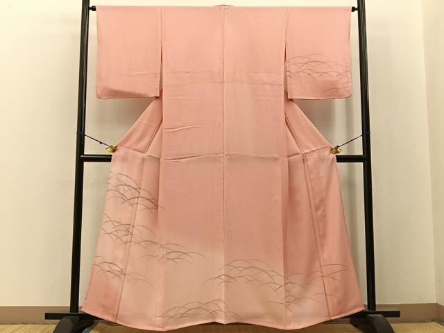 平和屋着物▽訪問着 無双 紗袷 紗×絽 芝草文 暈し染め 正絹 逸品 BAAX6934hj