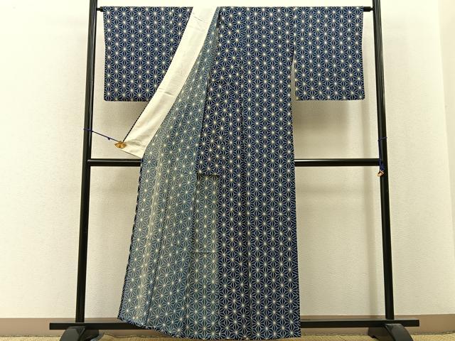 平和屋着物*夏物 小紋 絽 麻の葉文様 正絹 逸品 BAAX6937hj