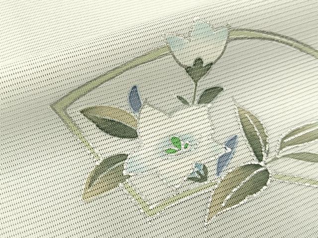 平和屋着物*夏物 訪問着 絽 地紙秋草文 暈し染め 銀彩 洗える着物 BAAX6968hj